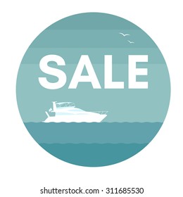 Sale and yacht. Vector illustration