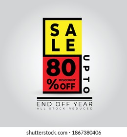 Sale year end discount upto 80 percent off.vector illustration