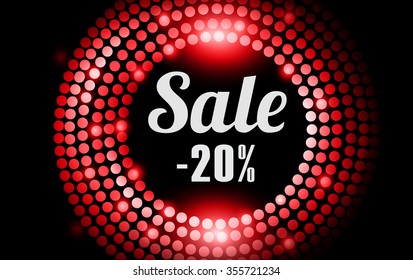 Sale20 percent  - disco lights frame. Eps 10.  vector. Banner
