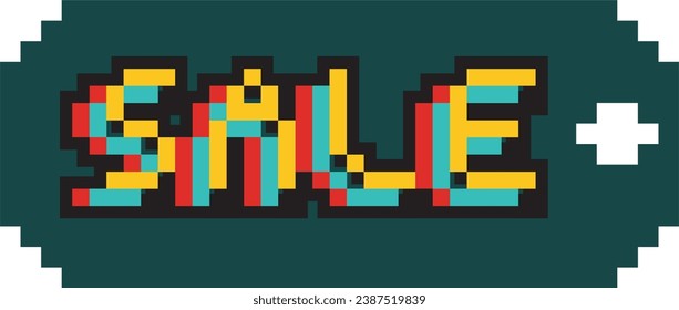 sale,colorful 8 bit pixel art font quote for prints, posters, banners, stickers, yearbook design isolated