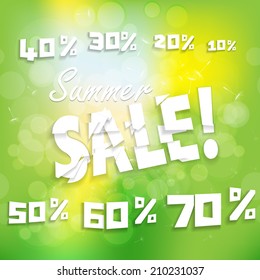 Sale.discounts and interest on a green background.vector illustration