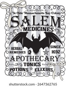 Salem Apothecary Salem Witches 1692 Spooky Season T shirt Design