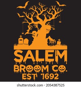 Salem broom co Est 1692 t shirt design, vector file.