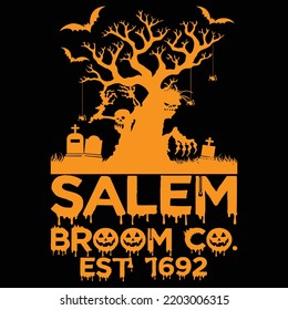 Salem broom co. Est 1692  Happy Halloween shirt print template, Pumpkin Fall Witches Halloween Costume shirt design