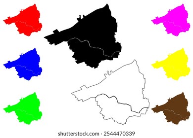 Condado de Salem, Comunidade da Virgínia (cidade independente, condado dos EUA, Estados Unidos da América, EUA, EUA) mapa ilustração vetorial, esboço de rabisco Mapa de Salem