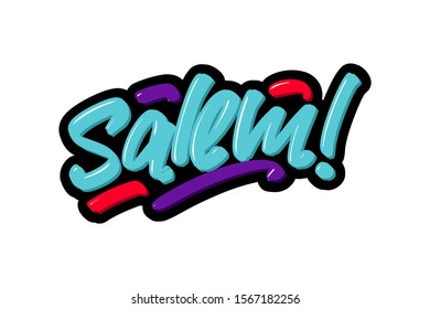 Salem city hand drawn modern brush lettering text. Vector illustration logo for print and advertising