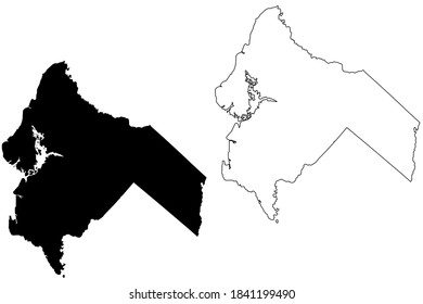 Condado de Salem, Nueva Jersey (Condado de los Estados Unidos, Estados Unidos de América, Estados Unidos, EE.UU., EE.UU.), ilustración vectorial del mapa, esbozo de garabato Mapa de Salem