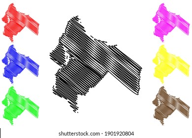 Salem County, New Jersey (U.S. county, United States of America, USA, U.S., US) map vector illustration, scribble sketch Salem map