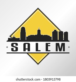 Salem, OR, USA Skyline Logo. Adventure Landscape Design Vector Illustration.