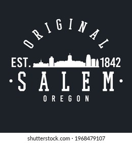 Salem, OR, USA Skyline Original. A Logotype Sports College and University Style. Illustration Design Vector City.