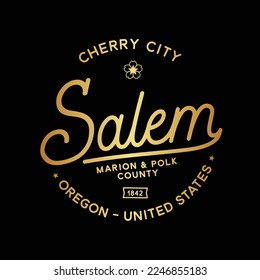 Salem, Oregón. Ciudad de los cerezos. Plantilla de diseño de vectores.