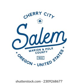 Salem, Oregon. Cherry city. Vector design template.