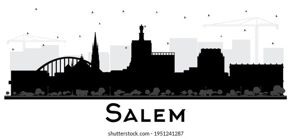 Salem Oregon City Skyline Silhouette with Black Buildings Isolated on White. Vector Illustration. Salem USA Cityscape with Landmarks. Business Travel and Tourism Concept with Modern Architecture.