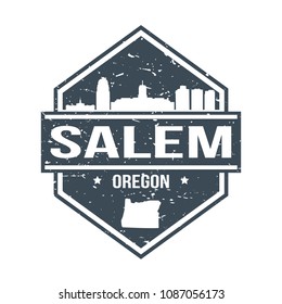 Salem Oregon Travel Stamp Icon Skyline City Design Tourism. Seal Vector Passport.