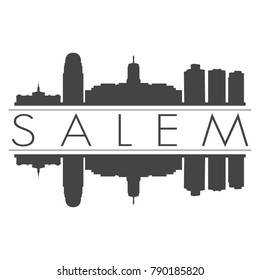 Salem Oregon USA Skyline Vector Art Mirror Silhouette Emblematic Buildings