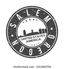 Salem Oregon USA Stamp Logo Icon Skyline Silhouette Symbol Round Design Skyline City.