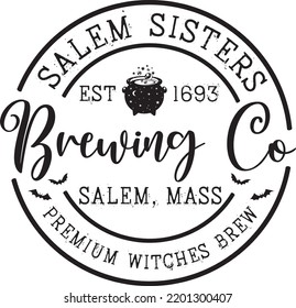 Salem Sisters Brewing Co, Halloween Truck, Happy Halloween, Vector Illustration File