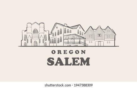 Salem skyline, oregon drawn sketch