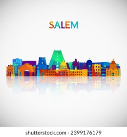 Salem skyline silhouette in colorful geometric style. Symbol for your design. Vector illustration.