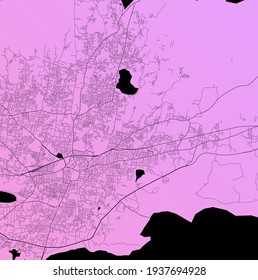 Salem, Tamil Nadu, India - Urban vector city map with parks, rail and roads, highways, minimalist town plan design poster, city center, downtown, transit network, street blueprint