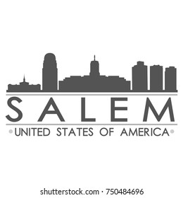Salem USA Skyline Silhouette Design City Vector Art Famous Buildings