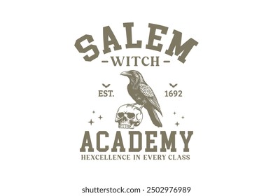 Salem witch academy, Vintage Halloween University  T shirt design