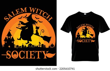 Salem witch society halloween t shirt design template