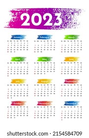Salendar for 2023 isolated on a white background. Sunday to Monday, business template. Vector illustration