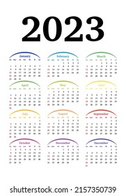Salendar for 2023 isolated on a white background. Sunday to Monday, business template. Vector illustration