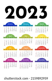 Salendar for 2023 isolated on a white background. Sunday to Monday, business template. Vector illustration