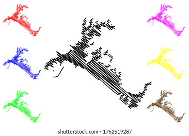 Salerno City (Italian Republic, Italy, Campania) map vector illustration, scribble sketch City of Salerno map