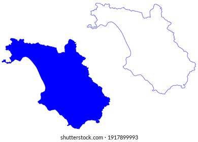 Salerno province (Italy, Italian Republic, Campania region) map vector illustration, scribble sketch Province of Salerno map