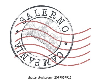 Salerno, SA, Italy Stamp Map Postal. Silhouette Seal Roads and Streets. Passport Round Design. Vector Icon. Design Retro Travel National Symbol.