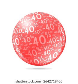 Sales - A 3D sphere with a -40% percentage background
