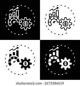 Conjunto de iconos de aceleración de ventas en Ilustración vectorial de estilo de esquema y glifo