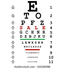 Sales advertising with optical eye test used by doctors