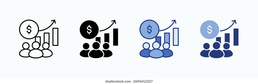 Sales agent icon sheet multiple style collection isolated vector