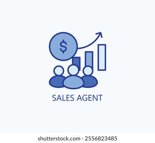 Sales agent vector, icon or logo sign symbol illustration