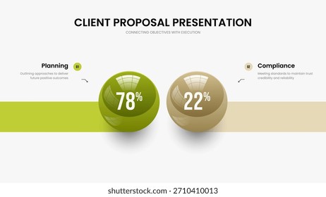 Sales Analysis 2 Step Diagram Presentation Layout. Colorful Planning Two Element Infographic Slide Template. Professional Launch Frame Design Vector Illustration.