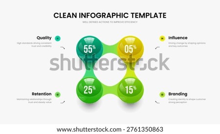 Sales Analysis Frame Design Vector Illustration. Minimal Forecast 4 Option Chart Presentation Layout. Medical Launch Four Step Infographic Slide Template.