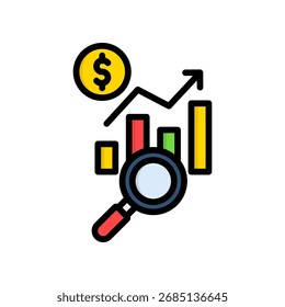 Ícone de Análise de Vendas - Ilustração do Vetor de Cores Lineares