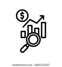 Ilustración vectorial de esquema de icono de análisis de ventas