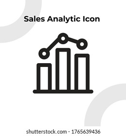 Sales Analytic Icon with Outline Style, Vector Editable