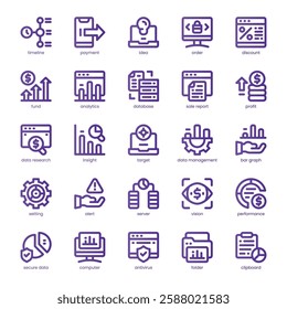 Sales Analytic Icon pack for your website, mobile, presentation, and logo design. Sales Analytic Icon basic line gradient design. Vector graphics illustration and editable stroke.
