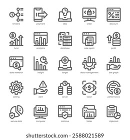 Sales Analytic Icon pack for your website, mobile, presentation, and logo design. Sales Analytic Icon outline design. Vector graphics illustration and editable stroke.