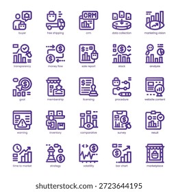 Sales Analytic Icon pack for your website, mobile, presentation, and logo design. Sales Analytic Icon line basic color design. Vector graphics illustration and editable stroke.