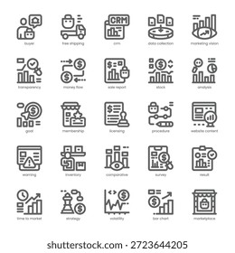 Sales Analytic Icon Pack para tu Sitio web, móvil, presentación y diseño de logo. Diseño de esquema de Sales Analytic Icon. Ilustración gráfica de Vector y trazo editable.