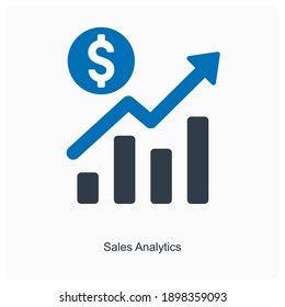 Sales analytics or analysis icon concept