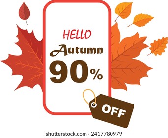 sales for autumn with an amzaing discount of 90 percent off vector illustration eps file