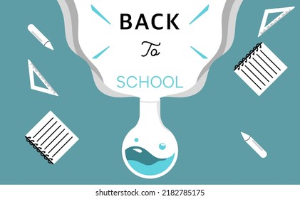 Sales Back To School Horizontal Banner. First Day Of School Vector Illustration